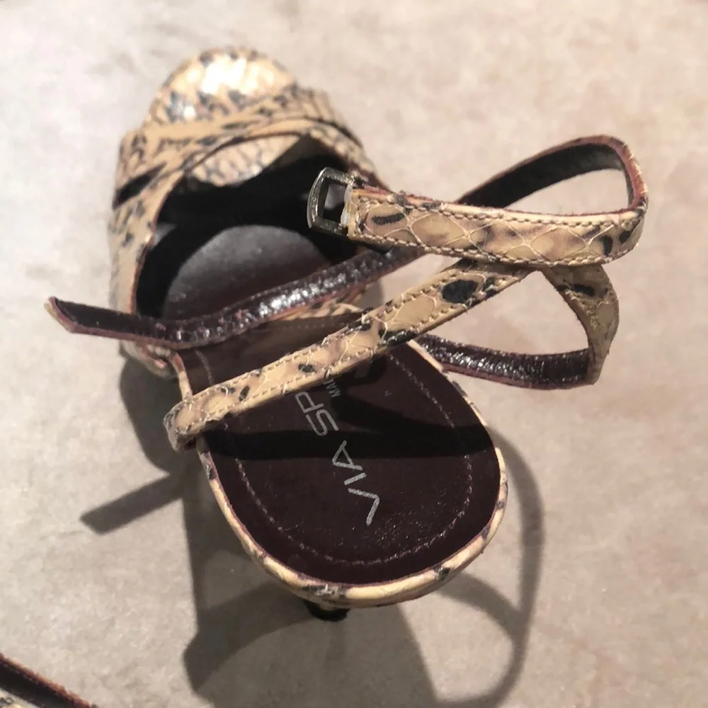 Via SPIGA Italian snake skin embellished heels
